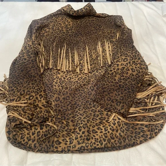 Free People Leopard Print Fringe Jacket in Brown - Picture 8 of 11